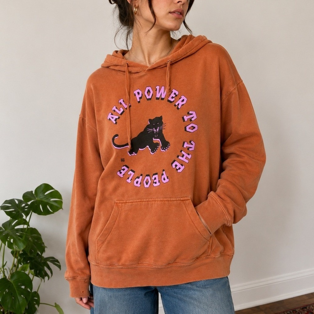 Vintage Panther Graphic Hoodie M/L Y2K Grunge Oversized Cat Sweatshirt